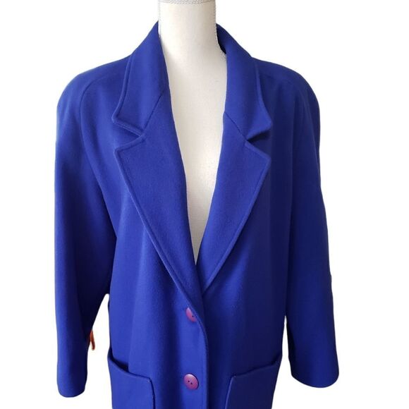 Braefair Vintage Royal Blue 💯% Pure Wool Coat Sz 9/10 ILGWU - Picture 5 of 14